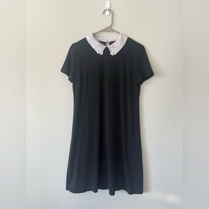 Elle Black Mini Dress with Floral White Collar